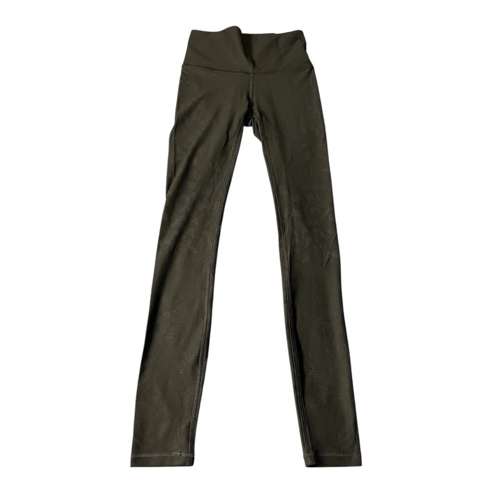 Lululemon Women Sz 4 Black Leggings High Rise Mapped Out 28" Pocket‎ Camo Yoga